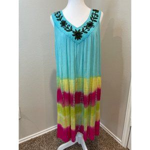 Cleopatra Multi Color Sleeveless Rayon Cover Up Gown Lounge Dress